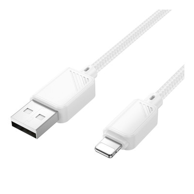 Кабель синхронізації Hoco X113 Nylon braided 2.4A USB-A to Lightning 1m White (36776_3609175)