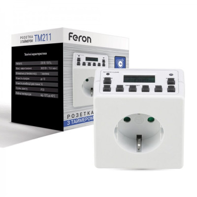 Розетка с таймером Feron TM211 75х76х78 мм iz16827