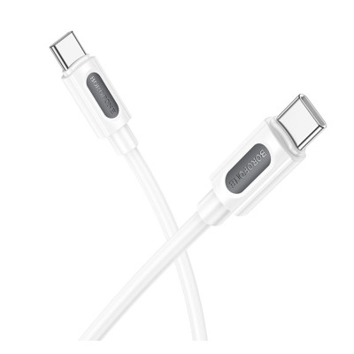 Кабель синхронізації Borofone BX114 Silicone Type-C to Type-C 60W/3A 1 м White (35940_3605849)