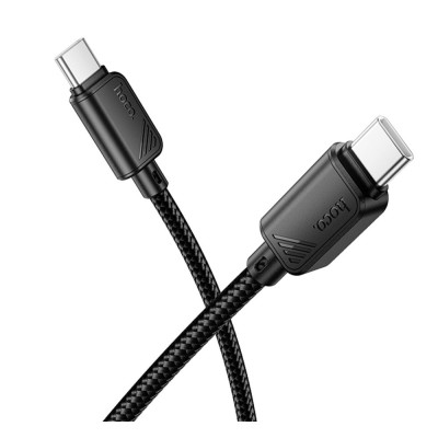 Кабель синхронізації Hoco X113 Nylon braided Type-C to Type-C 60W/3A 1 м Black (36775_3609174)