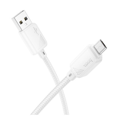 Кабель синхронізації Hoco X113 Nylon braided USB to МicroUSB 2.4A/1 м White (36778_3609181)