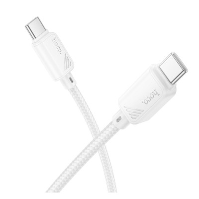 Кабель синхронізації Hoco X113 Nylon braided Type-C to Type-C 60W/3A 1 м White (36775_3609172)