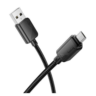 Кабель синхронізації Hoco X113 Nylon braided USB to МicroUSB 2.4A/1 м Black (36778_3609183)