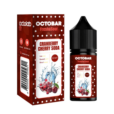 Набор компонентов для самозамеса солевой жидкости Octobar Fresh & Sour Cranberry Cherry Soda Клюква Вишня 0-65 мг 30 мл (17883)