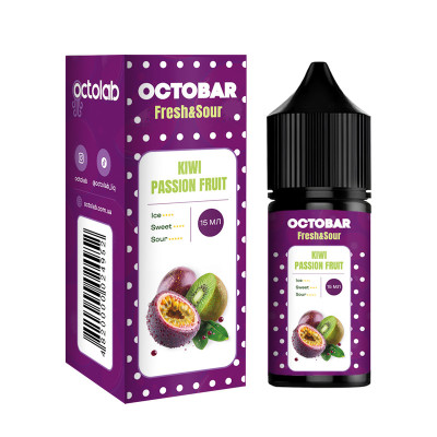 Набір компонентів для самозамішування сольової рідини Octobar Fresh & Sour Kiwi Passionfruit Ківі Маракуя 0-65 мг 30 мл (17885)