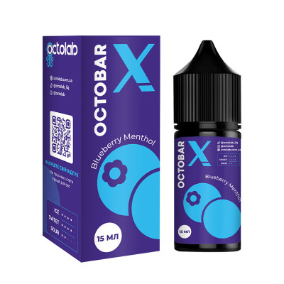 Набор компонентов для самозамеса солевой жидкости Octobar X Blueberry Menthol Голубика Ментол 0-65 мг 30 мл (17892)