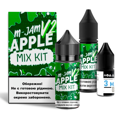 Набір компонентів для самозамісу сольової рідини FlavorLab M-Jam V2 Apple Яблуко 0-65 мг 30 мл (17946)