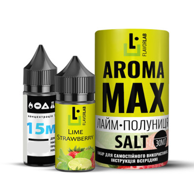 Набір компонентів для самозамісу сольової рідини FlavorLab Aroma Max 30 мл Лайм Полуниця 0-65 мг (17933)