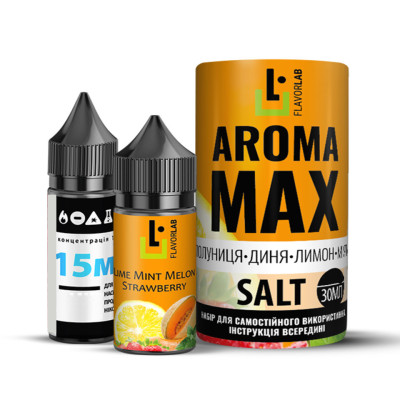 Набір компонентів для самозамісу сольової рідини FlavorLab Aroma Max Полуниця Диня Лимон М'ята 0-65 мг 30 мл (17935)