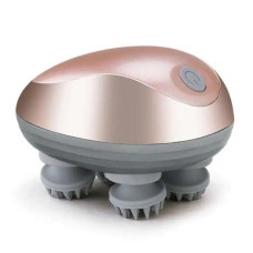 Масажер для голови RIAS Scalp Massager GX-608 акумуляторний з 4 головками Сіро-рожевий (3_06452)