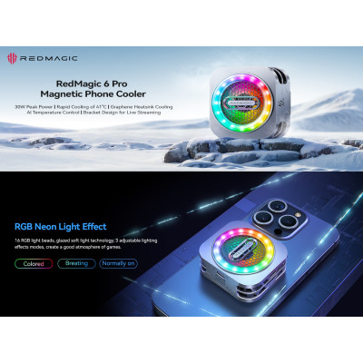 Полупроводниковый радиатор-вентилятор кулер для смартфона Nubia RedMagic Magnetic Cooler 6 Pro Серебристый