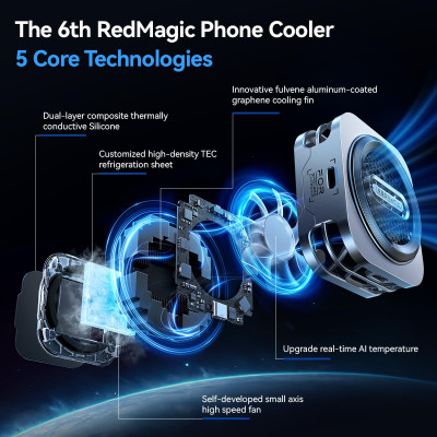 Радіатор-вентилятор для смартфона Nubia RedMagic Magnetic Cooler 6 Pro Сріблястий Радіатор-вентилятор для смартфона Nubia RedMagic Magnetic Cooler 6 Pro Сріблястий