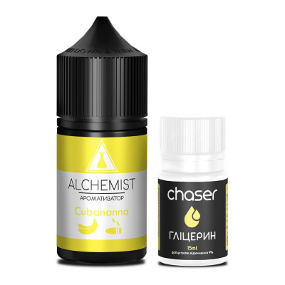 Набір компонентів для самозамісу сольової рідини Chaser Alchemist Cubana Banana Тютюн Банан 0-50 мг 30 мл (18087-hbr)