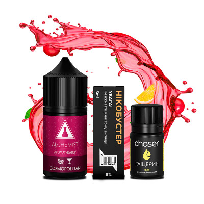 Набор компонентов для самозамеса солевой жидкости Chaser Alchemist FL Cosmopolitan Клюква Холодок 0-50 мг 30 мл (18098-hbr) Набор компонентов для самозамеса солевой жидкости Chaser Alchemist FL Cosmopolitan Клюква Холодок 0-50 мг 30 мл (18098-hbr)