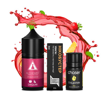 Набор компонентов для самозамеса солевой жидкости Chaser Alchemist FL Daiquiri Клубника с Лимоном 0-50 мг 30 мл (18099-hbr)