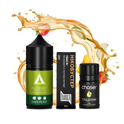 Набор компонентов для самозамеса солевой жидкости Chaser Alchemist FL Easy Peasy Ягоды Персик Яблоко 0-50 мг 30 мл (18100-hbr) Набор компонентов для самозамеса солевой жидкости Chaser Alchemist FL Easy Peasy Ягоды Персик Яблоко 0-50 мг 30 мл (18100-hbr)