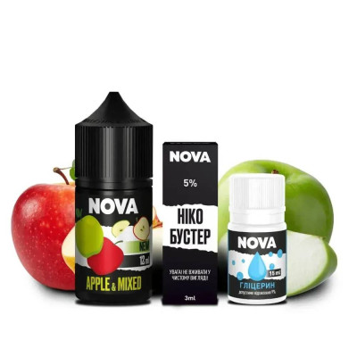 Набір компонентів для самозамісу сольової рідини Nova Apple Mixed Яблуко 0-50 мг 30 мл (18070-hbr)