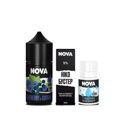 Набір компонентів для самозамісу сольової рідини Nova 30 мл Blueberry Currant 0-50 мг (18074-hbr)