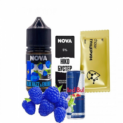 Набор компонентов для самозамеса солевой жидкости Nova 30 мл Blue Razz Energy 0-50 мг (18075-hbr) Набор компонентов для самозамеса солевой жидкости Nova 30 мл Blue Razz Energy 0-50 мг (18075-hbr)