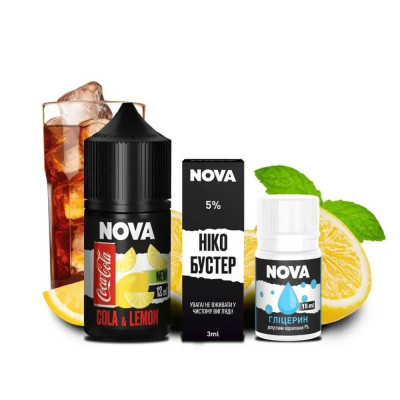 Набір компонентів для самозамішування сольової рідини Nova Cola Lemon Лимон Кола 0-50 мг 30 мл (18076-hbr)