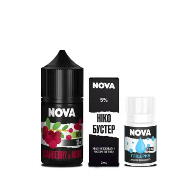 Набір компонентів для самозамісу сольової рідини Nova Cranberry Mors Журавлинний Морс 0-50 мг 30 мл (18077-hbr)
