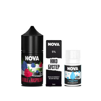 Набір компонентів для самозамішування сольової рідини Nova Double Raspberry Малина 0-50 мг 30 мл (18079-hbr)