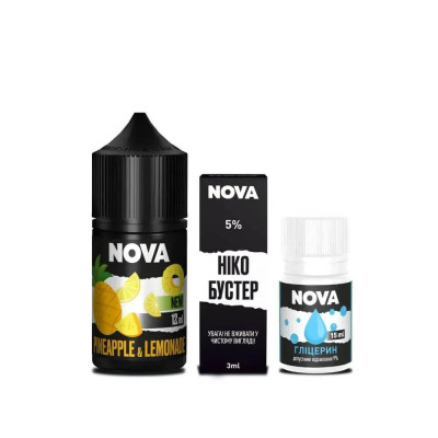Набір компонентів для самозамішування сольової рідини Nova Pineapple Lemonade Лимонад з Ананасом 0-50 мг 30 мл (18080-hbr)