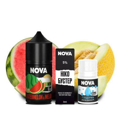 Набір компонентів для самозамісу сольової рідини Nova Watermelon Melon Кавун Диня 0-50 мг 30 мл (18083-hbr) Набір компонентів для самозамісу сольової рідини Nova Watermelon Melon Кавун Диня 0-50 мг 30 мл (18083-hbr)