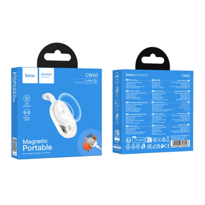 Бездротовий міні-зарядний пристрій Hoco CW60 Apple Watch 1-10/SE/SE2/Ultra/Ultra2 White (37127_3610406) Бездротовий міні-зарядний пристрій Hoco CW60 Apple Watch 1-10/SE/SE2/Ultra/Ultra2 White (37127_3610406)