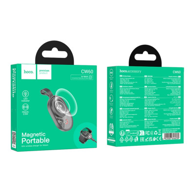 Бездротовий міні-зарядний пристрій Hoco CW60 Apple Watch 1-10/SE/SE2/Ultra/Ultra2 Black (37127_3610407)