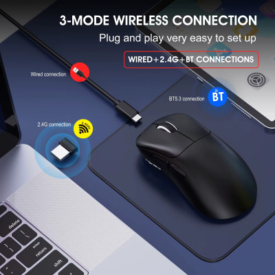 Мышь беспроводная HXSJ T700 с аккумулятором 2.4G+Bluetooth+Wired Черный Мышь беспроводная HXSJ T700 с аккумулятором 2.4G+Bluetooth+Wired Черный