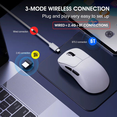 Мышь беспроводная HXSJ T700 с аккумулятором 2.4G+Bluetooth+Wired Белый Мышь беспроводная HXSJ T700 с аккумулятором 2.4G+Bluetooth+Wired Белый
