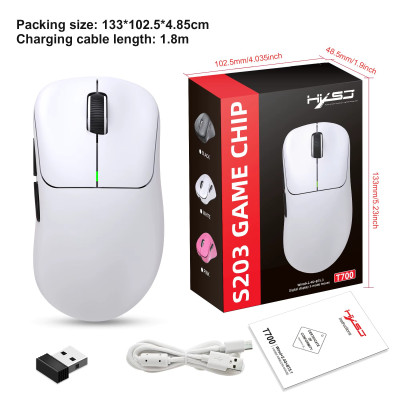 Мышь беспроводная HXSJ T700 с аккумулятором 2.4G+Bluetooth+Wired Белый Мышь беспроводная HXSJ T700 с аккумулятором 2.4G+Bluetooth+Wired Белый