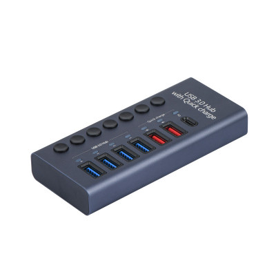 Концентратор Digital 7 Port USB 3.0 PD Серый (HUB985D)