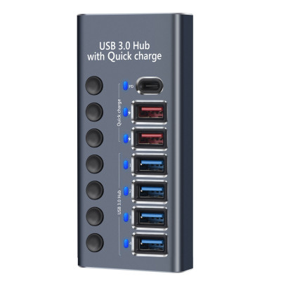 Концентратор Digital 7 Port USB 3.0 PD Серый (HUB985D) Концентратор Digital 7 Port USB 3.0 PD Серый (HUB985D)