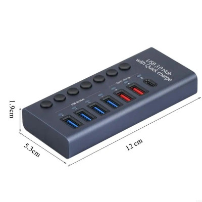 Концентратор Digital 7 Port USB 3.0 PD Серый (HUB985D) Концентратор Digital 7 Port USB 3.0 PD Серый (HUB985D)
