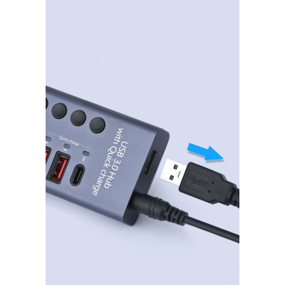 Концентратор Digital 7 Port USB 3.0 PD Серый (HUB985D) Концентратор Digital 7 Port USB 3.0 PD Серый (HUB985D)