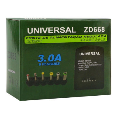 Універсальний зарядний пристрій Universal ZD668 30W/3A 6 Black (36773_3609168)
