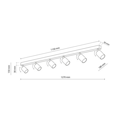 Спот TK Lighting Top 127x18x15 см Черный (TK6178) Спот TK Lighting Top 127x18x15 см Черный (TK6178)