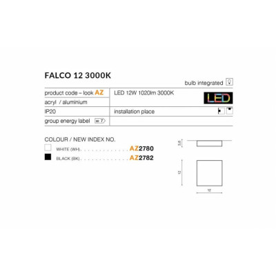Точковий світильник AZzardo Falco 12x12x4 см Білий (AZ2781) Точковий світильник AZzardo Falco 12x12x4 см Білий (AZ2781)