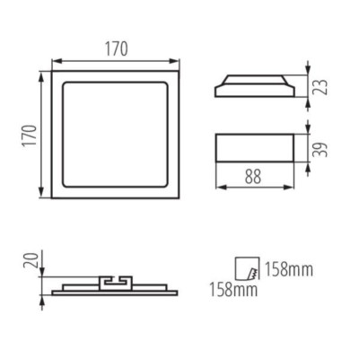 Точечный светильник Kanlux Katro 17x17x2 см Белый (Kan28940) Точечный светильник Kanlux Katro 17x17x2 см Белый (Kan28940)