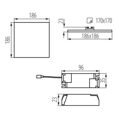 Точечный светильник Kanlux Arel 18.6x18.6x2.3 см Белый (Kan29595) Точечный светильник Kanlux Arel 18.6x18.6x2.3 см Белый (Kan29595)