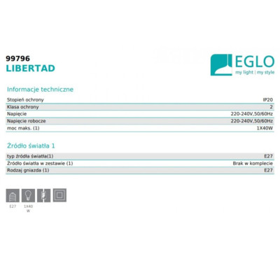 Настенный светильник Eglo Libertad 14x16.5x24 см Бежево-черный (EG99796) Настенный светильник Eglo Libertad 14x16.5x24 см Бежево-черный (EG99796)