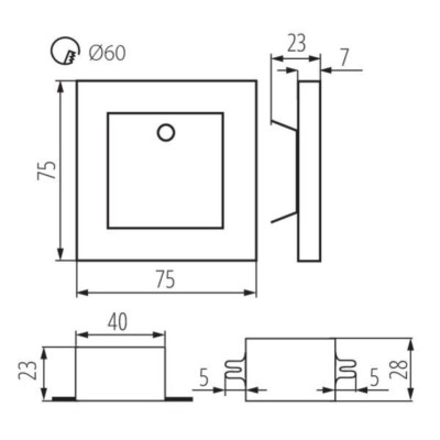 Світильник сходовий Kanlux Apus 7.5x7.5x2.3 см Чорний (Kan29856) Світильник сходовий Kanlux Apus 7.5x7.5x2.3 см Чорний (Kan29856)