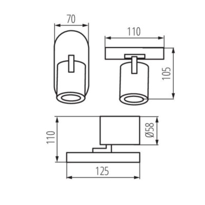 Бра Kanlux Laurin 11x7x11 см Черный (Kan29121)
