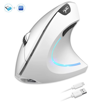 Вертикальная мышь беспроводная HYSJ Т22 с аккумулятором 2,4G+Bluetooth White Вертикальная мышь беспроводная HYSJ Т22 с аккумулятором 2,4G+Bluetooth White