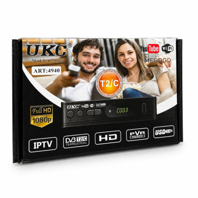 Цифровий ефірний ТВ-тюнер UKC T2-0967 DVB-T2/C IPTV YouTube Full HD Чорний (2390000006) Цифровий ефірний ТВ-тюнер UKC T2-0967 DVB-T2/C IPTV YouTube Full HD Чорний (2390000006)