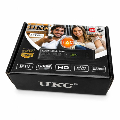 Цифровий ефірний ТВ-тюнер UKC T2-0967 DVB-T2/C IPTV YouTube Full HD Чорний (2390000006) Цифровий ефірний ТВ-тюнер UKC T2-0967 DVB-T2/C IPTV YouTube Full HD Чорний (2390000006)