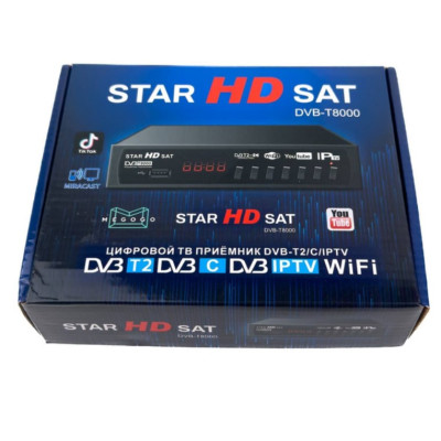 Цифровая приставка No Brand ТВ T8000 T2 Star HD Sat DVB- USB HDMI RCA Черный (2390000007) Цифровая приставка No Brand ТВ T8000 T2 Star HD Sat DVB- USB HDMI RCA Черный (2390000007)