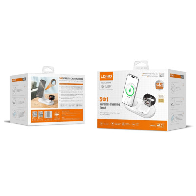 Бездротова зарядна станція LDNIO WL01 5-в-1 iPhone MagSafe 15W/TWS 5W/Apple Watch 2.5W White (38240_3667938) Бездротова зарядна станція LDNIO WL01 5-в-1 iPhone MagSafe 15W/TWS 5W/Apple Watch 2.5W White (38240_3667938)